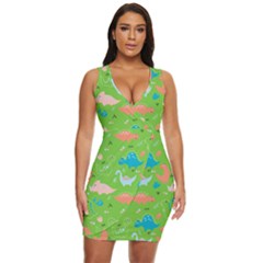 Funny Dinosaur Draped Bodycon Dress by SychEva