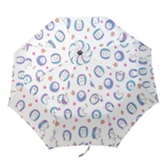 Cute And Funny Purple Hedgehogs On A White Background Folding Umbrellas