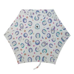Cute And Funny Purple Hedgehogs On A White Background Mini Folding Umbrellas