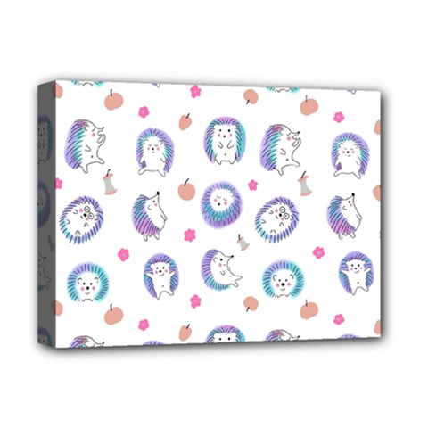 Cute And Funny Purple Hedgehogs On A White Background Deluxe Canvas 16  x 12  (Stretched) 