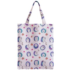 Cute And Funny Purple Hedgehogs On A White Background Zipper Classic Tote Bag