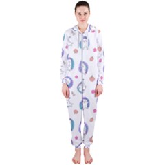 Cute And Funny Purple Hedgehogs On A White Background Hooded Jumpsuit (Ladies) 
