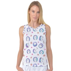 Cute And Funny Purple Hedgehogs On A White Background Women s Basketball Tank Top