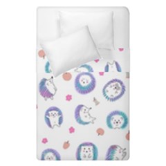 Cute And Funny Purple Hedgehogs On A White Background Duvet Cover Double Side (Single Size)