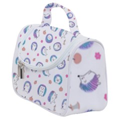 Cute And Funny Purple Hedgehogs On A White Background Satchel Handbag