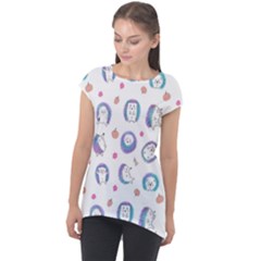 Cute And Funny Purple Hedgehogs On A White Background Cap Sleeve High Low Top by SychEva