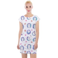 Cute And Funny Purple Hedgehogs On A White Background Cap Sleeve Bodycon Dress