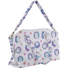 Cute And Funny Purple Hedgehogs On A White Background Canvas Crossbody Bag