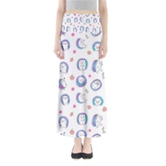 Cute And Funny Purple Hedgehogs On A White Background Full Length Maxi Skirt