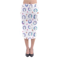 Cute And Funny Purple Hedgehogs On A White Background Midi Pencil Skirt