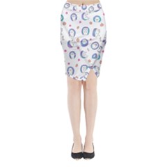 Cute And Funny Purple Hedgehogs On A White Background Midi Wrap Pencil Skirt