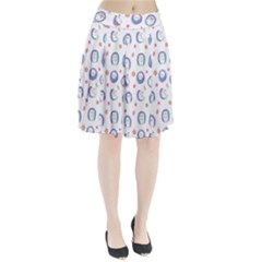 Cute And Funny Purple Hedgehogs On A White Background Pleated Skirt