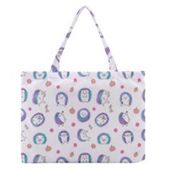 Cute And Funny Purple Hedgehogs On A White Background Zipper Medium Tote Bag