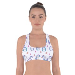 Cute And Funny Purple Hedgehogs On A White Background Cross Back Sports Bra