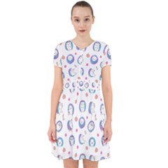 Cute And Funny Purple Hedgehogs On A White Background Adorable in Chiffon Dress