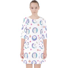 Cute And Funny Purple Hedgehogs On A White Background Pocket Dress