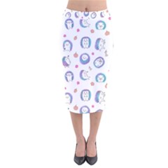 Cute And Funny Purple Hedgehogs On A White Background Velvet Midi Pencil Skirt