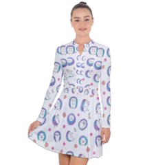 Cute And Funny Purple Hedgehogs On A White Background Long Sleeve Panel Dress