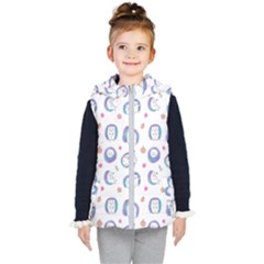 Cute And Funny Purple Hedgehogs On A White Background Kids  Hooded Puffer Vest