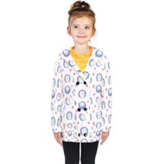 Cute And Funny Purple Hedgehogs On A White Background Kids  Double Breasted Button Coat