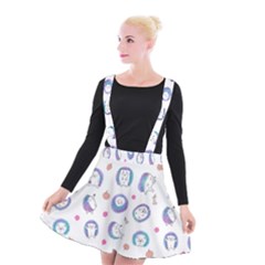 Cute And Funny Purple Hedgehogs On A White Background Suspender Skater Skirt