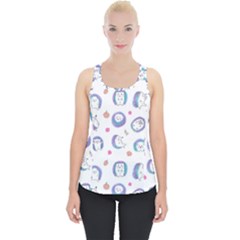 Cute And Funny Purple Hedgehogs On A White Background Piece Up Tank Top