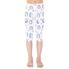 Cute And Funny Purple Hedgehogs On A White Background Kids  Capri Leggings 