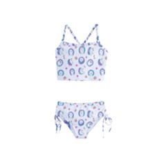 Cute And Funny Purple Hedgehogs On A White Background Girls  Tankini Swimsuit by SychEva