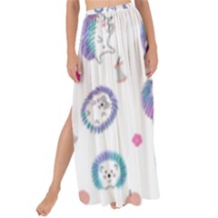 Cute And Funny Purple Hedgehogs On A White Background Maxi Chiffon Tie-Up Sarong