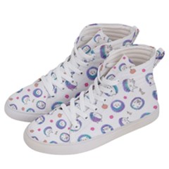 Cute And Funny Purple Hedgehogs On A White Background Men s Hi-Top Skate Sneakers