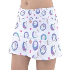 Cute And Funny Purple Hedgehogs On A White Background Classic Tennis Skirt