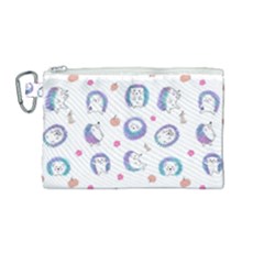 Cute And Funny Purple Hedgehogs On A White Background Canvas Cosmetic Bag (Medium)