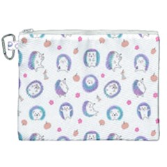 Cute And Funny Purple Hedgehogs On A White Background Canvas Cosmetic Bag (XXL)