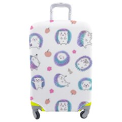 Cute And Funny Purple Hedgehogs On A White Background Luggage Cover (medium) by SychEva