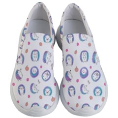 Cute And Funny Purple Hedgehogs On A White Background Women s Lightweight Slip Ons