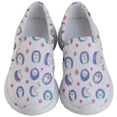 Cute And Funny Purple Hedgehogs On A White Background Kids Lightweight Slip Ons