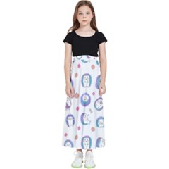 Cute And Funny Purple Hedgehogs On A White Background Kids  Flared Maxi Skirt