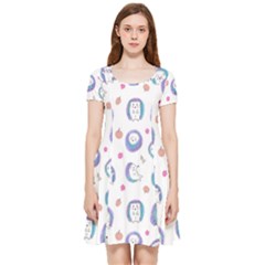 Cute And Funny Purple Hedgehogs On A White Background Inside Out Cap Sleeve Dress