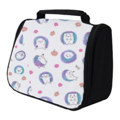 Cute And Funny Purple Hedgehogs On A White Background Full Print Travel Pouch (Small)