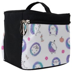 Cute And Funny Purple Hedgehogs On A White Background Make Up Travel Bag (Big)