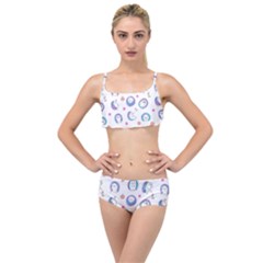 Cute And Funny Purple Hedgehogs On A White Background Layered Top Bikini Set