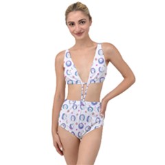 Cute And Funny Purple Hedgehogs On A White Background Tied Up Two Piece Swimsuit