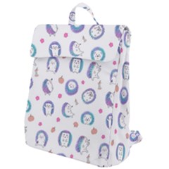 Cute And Funny Purple Hedgehogs On A White Background Flap Top Backpack