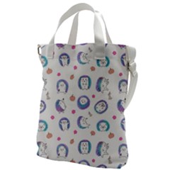 Cute And Funny Purple Hedgehogs On A White Background Canvas Messenger Bag