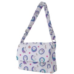 Cute And Funny Purple Hedgehogs On A White Background Full Print Messenger Bag (S)