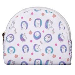 Cute And Funny Purple Hedgehogs On A White Background Horseshoe Style Canvas Pouch