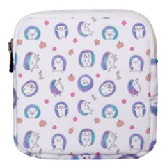 Cute And Funny Purple Hedgehogs On A White Background Mini Square Pouch