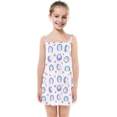 Cute And Funny Purple Hedgehogs On A White Background Kids  Summer Sun Dress