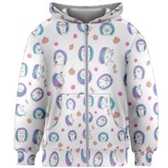 Cute And Funny Purple Hedgehogs On A White Background Kids  Zipper Hoodie Without Drawstring