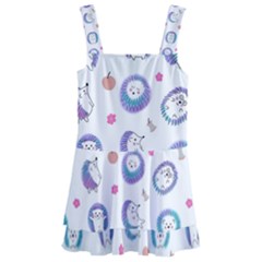Cute And Funny Purple Hedgehogs On A White Background Kids  Layered Skirt Swimsuit